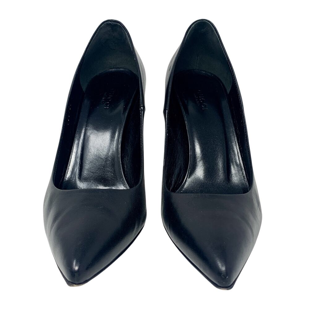 Gucci Kristen Bamboo Heel Black Leather Pointed Toe Stiletto Pumps EU 39 - Picture 2 of 11